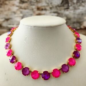 Neon Fuchsia Stardust Glow In The Dark Crystals Classic Necklace 18K Gold Plated